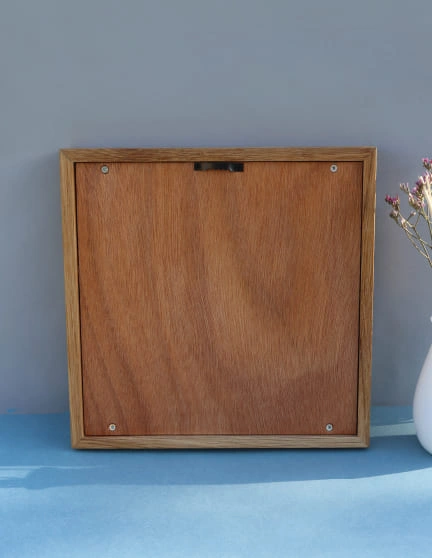 Tableau 25cm résine epoxy inclusion pissenlits naturels cadre en chêne